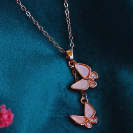 18K Rose Gold Micro Plated Love Butterflies Pendant Chain