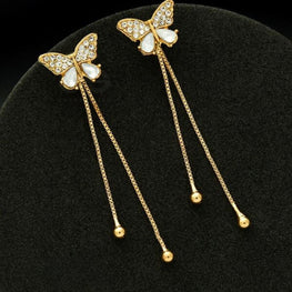 Golden Butterfly Wings – Detachable Butterfly Tassel & Studded Earrings