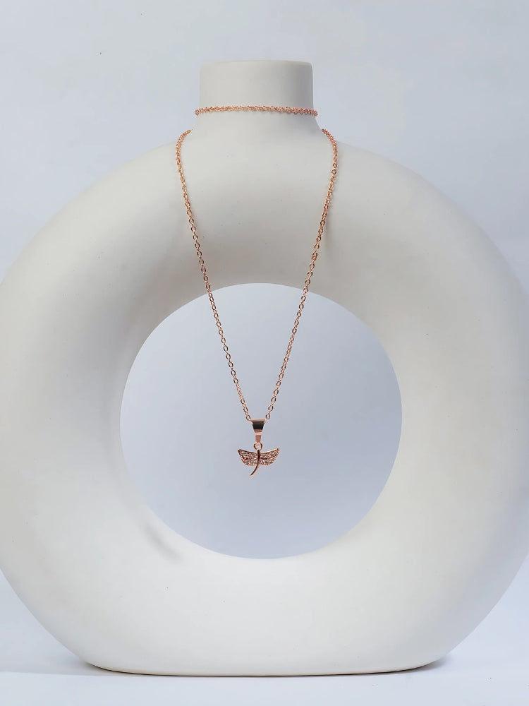 18k Rose Gold Micro Plated Mystique Little Fly Pendent Chain