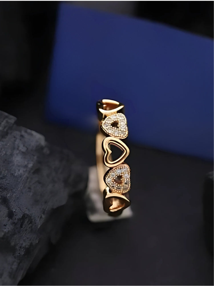 Rose Gold Ring with American Diamonds Elegant Heart Shape  ( Adjustable )