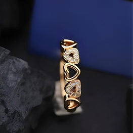 Rose Gold Ring with American Diamonds Elegant Heart Shape  ( Adjustable )