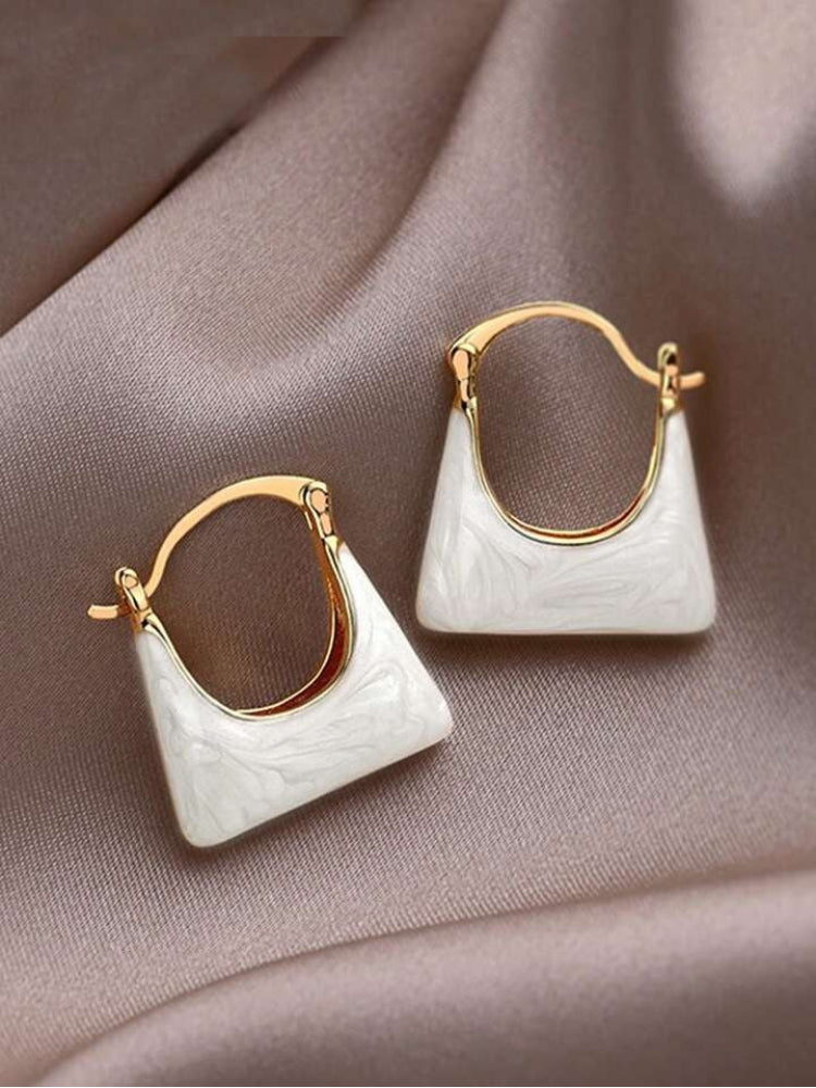 Elegance in Marble – Luxe Geometric Hoop Earrings