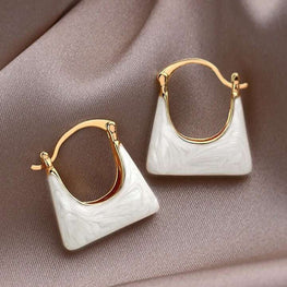 Elegance in Marble – Luxe Geometric Hoop Earrings