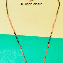 18K Rose Gold Micro Polished Mangalsutra with Black Beads and Small & Cute Magnetic Heart