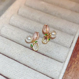 Korean Tulip Bloom Stud Earrings – A Floral Fashion Statement