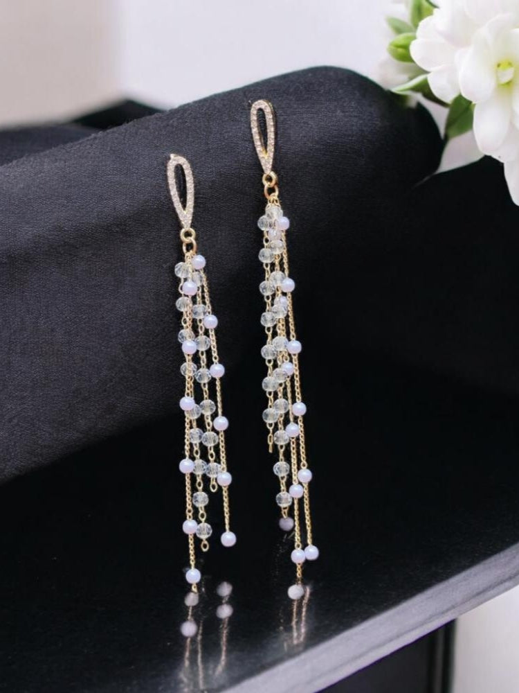 Elysian Pearl Cascade Long Earrings - Drape of Luxury