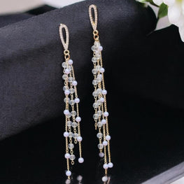 Elysian Pearl Cascade Long Earrings - Drape of Luxury